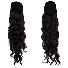 Load image into Gallery viewer, Long Wavy Ponytail Hair Extension 24" Drawstring Body Wavy Ponytails Curly Clip in Dark Brown Synthetic Hairpiece for Women Girls, 160g