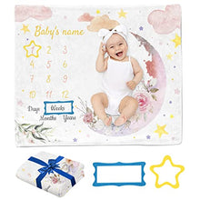 Load image into Gallery viewer, Personalised Baby Blanket for Newborn - Baby Milestone Blanket - Original Printing Baby Blanket for Girls and Boys - Unique Lovely Design & Super Soft Flannel, Baby Photos Gifts, 30X40 in