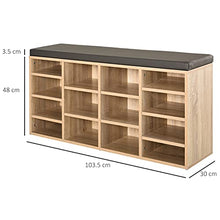 Load image into Gallery viewer, HOMCOM Multi-Storage Shoe Rack w/ 14 Compartments Cushion Moving Shelves Solid Frame Foot Pads Home Office Tidy Organisation Boots Trainers Brown
