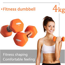 Load image into Gallery viewer, ACTIVE FOREVER Dumbbells Set of 2, Hex Dumbbells Pair, Neoprene Waterproof Non-slip Dumbells Set (Orange 2×4kg)