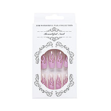 Load image into Gallery viewer, Brishow Coffin False Nails Flame Fake Nails Ballerina Acrylic Press on Nails Full Cover Stick on Nails 24pcs for Women and Girls