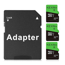 Load image into Gallery viewer, KEXIN 32GB Micro SD Memory Card + SD Adapter 3 Pack MicroSDHC Micro SD Card Class 10 UHS-I External Data Storage Cards TF Card for Tablet, Smartphone, Drone, Dash Cam, Camera (32 GB, Black Green)
