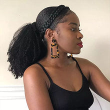Load image into Gallery viewer, Afro Kinky Curly Ponytail Human Hair Kinky Curly Drawstring Ponytail Extension for Black Women Wrap Drawstring Ponytail Hairpiece Thick with Clip in Binding Pony Tail Natural Color(14 Inch)