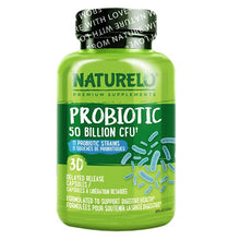 Load image into Gallery viewer, NATURELO Probiotic Supplement - 50 Billion CFU - 11 Strains - One Daily - Helps Support Digestive & Immune Health - Delayed Release - No Refrigeration Needed - 30 Vegan Capsules