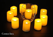 Load image into Gallery viewer, LED Flameless Flickering Votive Tea Lights Candle Battery Operated Set of 24 / Electric Flicker Tealights Bulk Fake Candles for Wedding, Party, Festival, Christmas Decorations etc (Batteries Included)