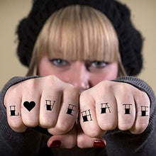 Load image into Gallery viewer, Traditional Knuckle Letters Temporary Tattoos (2-Pack)| Sailor Jerry Alphabet Numbers & Symbols | Skin Safe | MADE IN THE USA | Removable