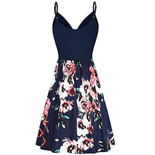 Load image into Gallery viewer, AMhomely Women Dresses Sale Clearance Ladies V-Neck Floral Print Strap Summer Casual Swing Dress with Ruffle Dress Bodycon Dress Office Wear for Casual Club Cocktail Evening Gowns Work UK Size 8-26