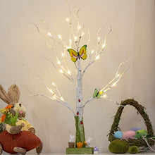 Load image into Gallery viewer, EAMBRITE White Twig Tree Lights Easter Tree with Bunnies Easter Decorations Gift for Kids (2ft/60cm)
