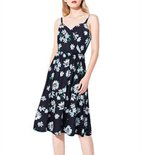 Load image into Gallery viewer, Spreadhoodie Womens Sleeveless Strappy Adjustable V Neck Summer Bohemian Floral Flared Beach Midi Swing Dress, XL, Daisy-3
