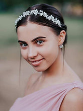 Load image into Gallery viewer, SWEETV Silver Rhinestone Wedding Headband Tiara Crystal Headpiece Bridal Hair Accessories for Bride Women