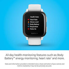 Load image into Gallery viewer, Garmin Venu Sq Music Amazon Exclusive GPS Smartwatch with All-day Health Monitoring and Fitness Features, Built-in Sports Apps and More, White with Slate Bezel