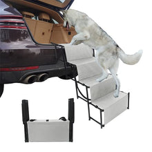 Load image into Gallery viewer, YEP HHO 4 Steps Upgraded dog ramps for large dogs car, Lightweight Non-Slip Folding Portable Dog Stairs with Waterproof Surface, Great for Cars Trucks SUVs (New Gray)