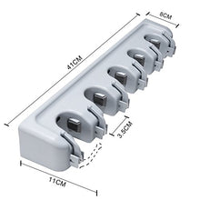 Load image into Gallery viewer, KINGTOP Broom Mop Holder, Wall Mounted Organizer with 5 Position 6 Hooks, Utility Room Storage Solutions for Kitchen, Bathroom, Garage and Garden