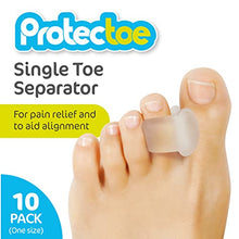 Load image into Gallery viewer, Protectoe Single Gel Toe Separator for Overlapping Toes, Toe Spacer - Box of 10 Gel Separators