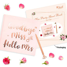Load image into Gallery viewer, HOWAF Goodbye Miss Hello Mrs Notebook Pink & Rose Gold Hen Party Guest Book Team Bride Advice Book Hen Party Keepsake Gift For The Bride To Be, Includes Rose Gold Diamond Pen