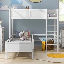Load image into Gallery viewer, Children's Bed Frame 3FT, Bunk Bed for Kids with Blackboard & Ladder for 2 People, Pine Wood, 198x165x198.5 cm(BxHxT)