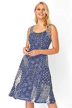 Load image into Gallery viewer, Roman Originals Fit & Flare Dress - Ladies Patchwork Geometric Tropical Floral Print Skater Stretch Jersey Swing Smart Strappy Flattering Casual Summer Sleeveless Knee Length - Blue - Size 10