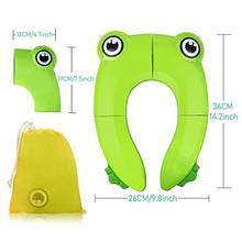 Load image into Gallery viewer, Pejoye Foldable Potty Toilet Training Seat, Travel Portable Toilet Seat Toddler, Folding Potty Training Seat for Kids with 6 Anti Slip Silicone Pads and 1 Carry Bag, Green Frog