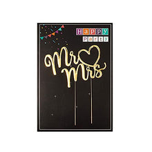Load image into Gallery viewer, Gold Mr Mrs Cake Wedding Topper for Anniversary, Bridal Shower (5.2 x 6.5 In)