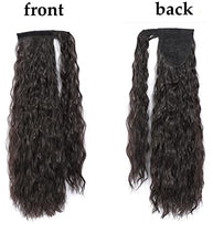 Load image into Gallery viewer, Long Corn Wave Ponytail Extension Clip in Ponytail Extension Wrap Around Long Wavy Curly Pony Tail Hair Fluffy Synthetic Hairpiece for Women (2#Black Brown)