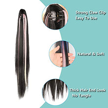 Load image into Gallery viewer, MEIRIYFA Claw on Ponytail Extension Clip in Hair Extensions Long Straight Pony Tail Synthetic Hairpieces for Women 19 Inch (Black Mix Pink Blue)