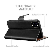 Load image into Gallery viewer, iCatchy For iPhone 11 Case Leather Wallet Book Flip Folio Stand View Cover compatible with iPhone 11 (6.1") Phone Case (Black)