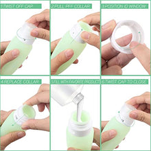 Load image into Gallery viewer, Silicone Travel Bottle, Opret 4 Pack Leak Proof Refillable Squeezable Containers Set(3 oz) with Label and Transparent Carry Bag for Liquid Shampoos, Soap and Toiletries