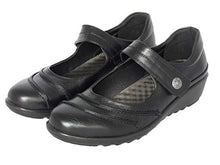 Load image into Gallery viewer, Cushion Walk Womens Ladies EEE Extra Wide Fitting Shoes, Lightweight Black Faux Leather Mary Jane Shoes with Low Wedge Heel, Casual Work Office Nurse Comfort Shoes (Black, 7)