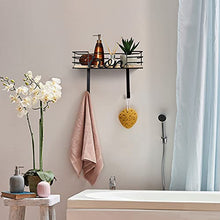 Load image into Gallery viewer, TJ.MOREE Ironing Board Hanger - Laundry Room Iron and Ironing Board Holder, Metal Wall Mount with Large Storage Wooden Base Basket and Removable Hooks