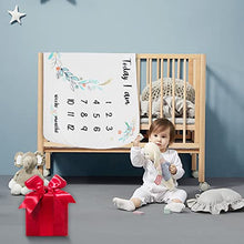 Load image into Gallery viewer, Baby Blanket - RIGHTWELL Baby Monthly Milestone Blanket for Boys Girls, Baby Milestone Blanket Unisex Printed Growth Soft Blankets with 2 Felt Photo Frame Newborn Gift track Age Growth