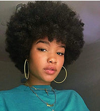 Load image into Gallery viewer, Xtrend 4 Inch Short Afro Kinky Curly Wigs Black Fluffy Afro Curly Hair Synthetic Wigs Heat Resistant Wigs Soft Bouncy Curls Hair Wigs for Black Women 1B#