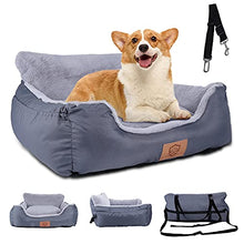 Load image into Gallery viewer, Masthome Dog Car Seat, Pet Booster Car Seat Bed for Dogs and Cats with Safety Belts & Storage Pockets, Large Dog Bed for Car Traveling, Portable & Washable - Grey