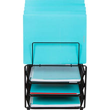Load image into Gallery viewer, Dasher Products Mesh Desk Organizer and Storage - Office Organizer with 3 Sliding Letter Trays and 5 Vertical File Holders,Steel Mesh Letter Trays for Desk Organization