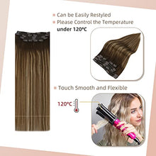 Load image into Gallery viewer, Fshine Clip in Hair Extensions Brown Balayage Hair Chocolate Brown to 27 Caramel Blonde 45cm Hair Extensions7 Pcs 120g Human Remy Hair Extensions Double Weft Clip in Human Hair Extensions 18-Inch