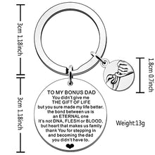 Load image into Gallery viewer, JETTOP Step Dad Gifts Keyring-Best Bonus Dad from Stepdaughter Stepson Fathers Day Gift for Dad in Law Birthday Christmas Presents