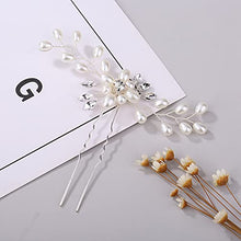 Load image into Gallery viewer, 3 PCS Bridal Hair Pins, SONGQEE Pearl Flower Crystal Bridal Bridesmaid Jewelry Wedding Hair Pin Clips Rhinestone Headpiece Accessories Bobby Pin