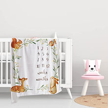 Load image into Gallery viewer, Oerich Baby Monthly Milestone Blanket | Perfect New Baby Gifts for Boys & Girls | Soft, Thick Baby Milestone Mat for Taking Photos | Woodland Watch Me Grow Nursery Decor | Unisex Baby Age Mat- Large