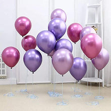 Load image into Gallery viewer, Captank Purple Metallic Balloons Rose Red Balloons Arch Garland Kit 60 pcs Chrome Silver Metallic Latex Light Purple Balloons Pink Balloon kit:16ft Balloon Strip Tape 100 Balloon Dot Glue