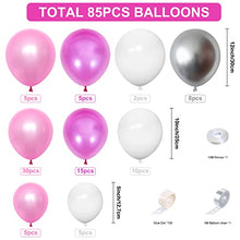 Load image into Gallery viewer, Pink Balloon Arch Kit, Rose Red White Balloons Garland 85PCS Latex Birthday Party Decorations, with Metallic Silver Balloons & Glue Dots for Boys Girls Wedding Engagement Baby Shower Party Supplies