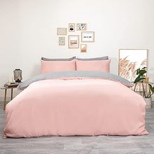 Load image into Gallery viewer, Brentfords Plain Dye Duvet Cover Quilt Bedding Set With Pillowcase, Blush Pink Grey - Single