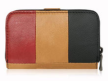 Load image into Gallery viewer, Real Leather Purse RFID and NFC Blocking with 2 Zipped Coin Sections, 5 Coin Trays, 6 Credit Debit Cards Spaces Slots 14cm x10 x3 QL841M