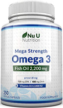 Load image into Gallery viewer, Omega 3 Fish Oil 2000mg Plus Vitamin D3 2000IU – 250 Capsules Over 4 Months Supply – 720mg EPA & 480mg DHA per Serving High Strength 1100mg Fish Oil per Capsule