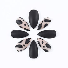 Load image into Gallery viewer, Brishow Coffin False Nails Black Leopard Fake Nails Pointed Ballerina Acrylic Press on Nails Full Cover Stick on Nails 24pcs for Women and Girls