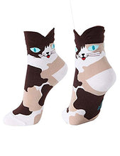 Load image into Gallery viewer, OKIE OKIE Womens Cat Socks - Crazy Cute Animal Dog Owl Print Crew Novelty Fun Funny Gift (Animal - Cute Cat 4pcs)