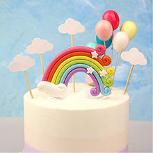Load image into Gallery viewer, VEYLIN 12 Pieces Cake Topper Kit Rainbow Cloud Cake Topper Kids Cake Decoration for Birthday Baby Showr Party