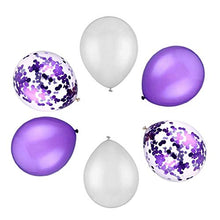 Load image into Gallery viewer, VIROSA Pack of 50 12inch Purple White Confetti Balloon set, Premium Quality High Grade Party Latex Balloons, Ideal for Birthday, Wedding, Baby Shower, Decoration, Anniversary