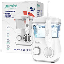 Load image into Gallery viewer, Belmint Water Flosser for Teeth Cleaning - Countertop Oral Irrigator Teeth Cleaner for Braces & Bridges with 10 Adjustable Water Jet Pressures - 8 Multifunctional Tips, 600ml Capacity