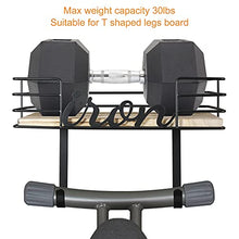 Load image into Gallery viewer, TJ.MOREE Ironing Board Hanger - Laundry Room Iron and Ironing Board Holder, Metal Wall Mount with Large Storage Wooden Base Basket and Removable Hooks