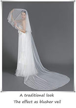 Load image into Gallery viewer, Wedding Bridal Veil Long Trailing 2 Tier Cathedral Length Blusher Tulle With Metal Comb White Ivory Simple Pencil Edge