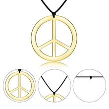 Load image into Gallery viewer, Dacitiery 3 Pcs Hippie Costume Set, Funky Afro Wig VintageSunglasses and Peace Sign Necklace Fancy Dress Hippy Accessories for60s/70s Theme Party( Brown)